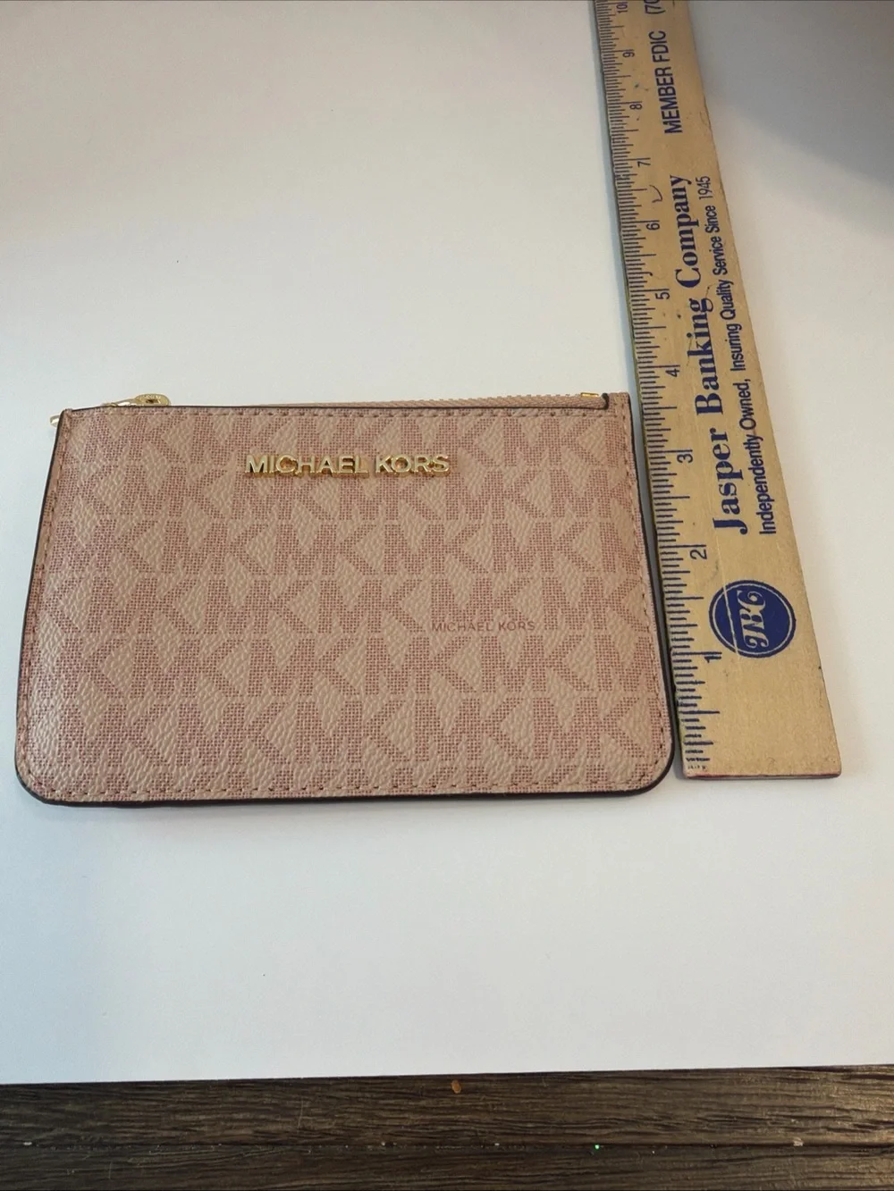 Michael Kors MK Small Coin Purse ID Pouch Keychain Ring Fob Wallet Blush Pink